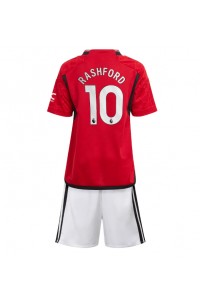 Manchester United Marcus Rashford #10 Jalkapallovaatteet Lasten Kotipeliasu 2023-24 Lyhythihainen (+ Lyhyet housut)